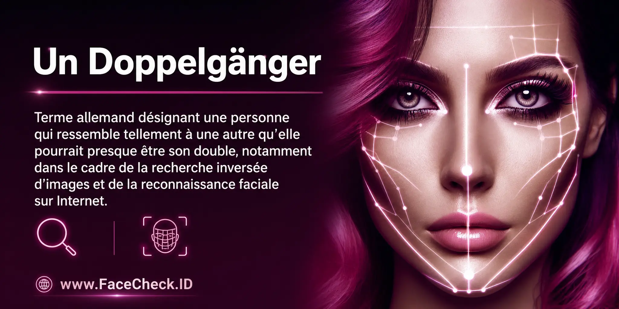 Un Doppelgänger est un terme allemand décrivant une personne qui ressemble tellement à une autre qu'elle pourrait presque être son double, notamment dans le contexte de la recherche d'images inversée et de la reconnaissance faciale sur internet.