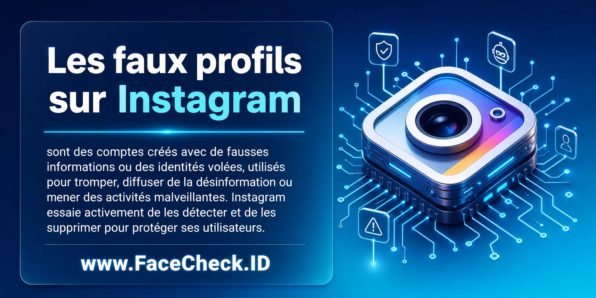 Les faux profils sur Instagram sont des comptes créés avec de fausses informations ou des identités volées, utilisés pour tromper, diffuser de la désinformation ou mener des activités malveillantes, que Instagram essaie activement de détecter et supprimer pour protéger ses utilisateurs.