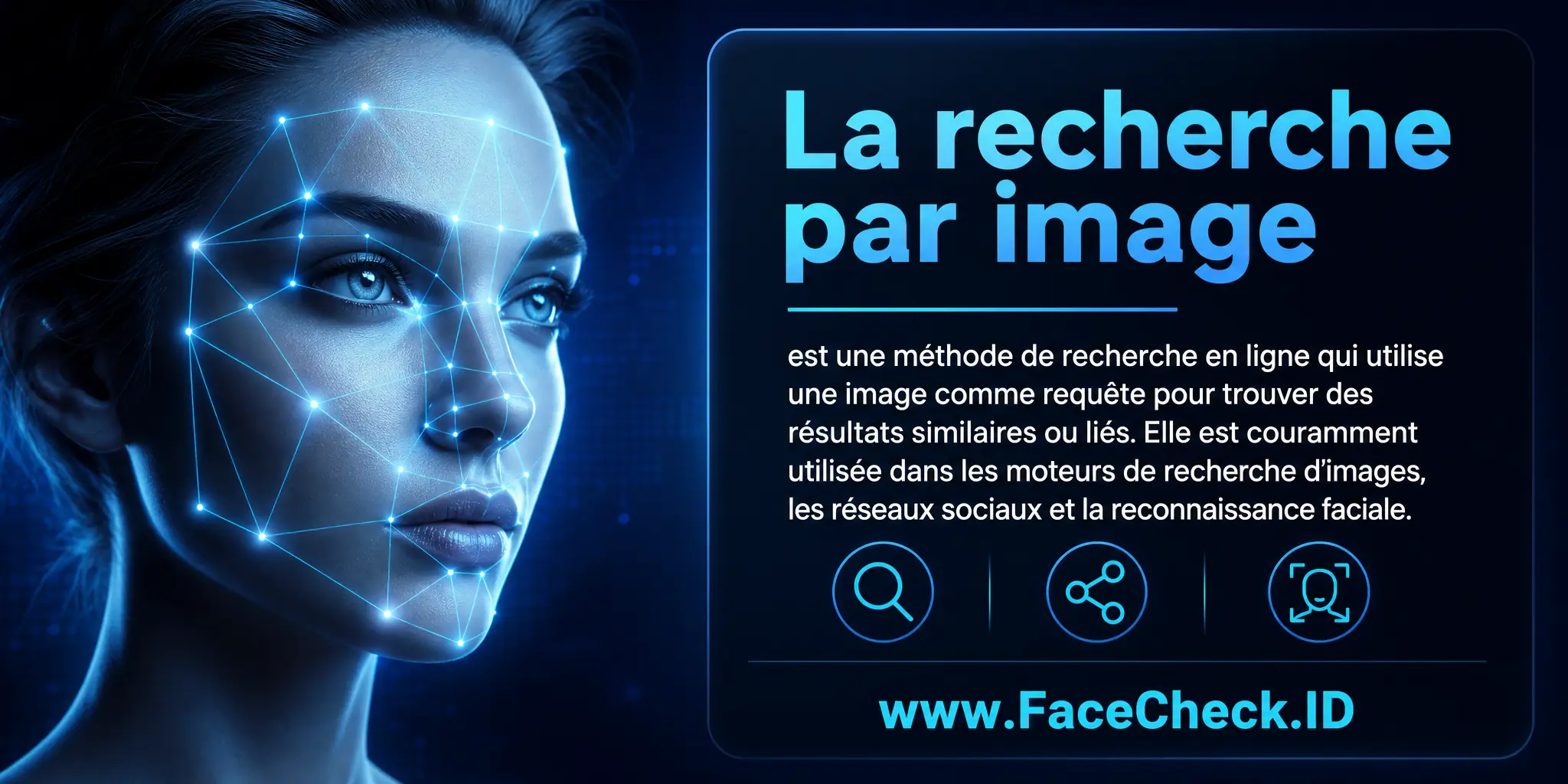 La recherche par image est une méthode de recherche en ligne qui utilise une image comme requête pour trouver des résultats similaires ou liés, utilisée couramment dans les moteurs de recherche d'images, les réseaux sociaux et la reconnaissance faciale.