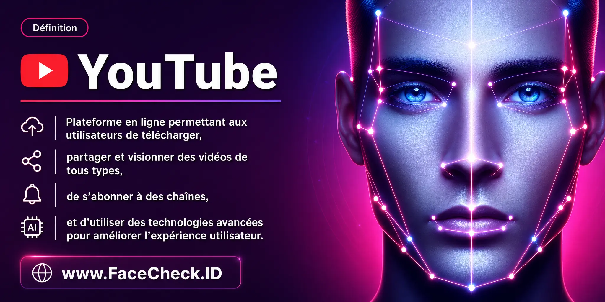 YouTube est une plateforme en ligne permettant aux utilisateurs de télécharger, partager, visionner des vidéos de divers types, de s'abonner à des chaînes, et utilisant des technologies avancées pour améliorer l'expérience utilisateur.