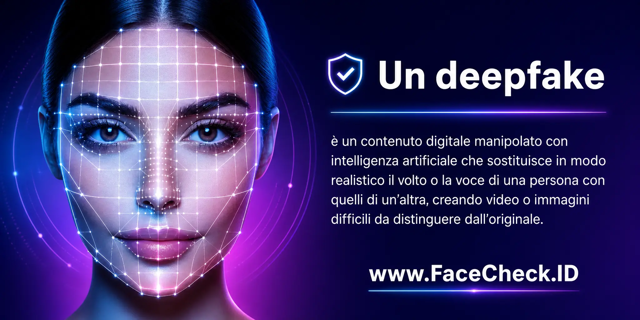 Un deepfake è un contenuto digitale manipolato con intelligenza artificiale che sostituisce in modo realistico volto o voce di una persona con quelli di un’altra, creando video o immagini difficili da distinguere dall’originale.