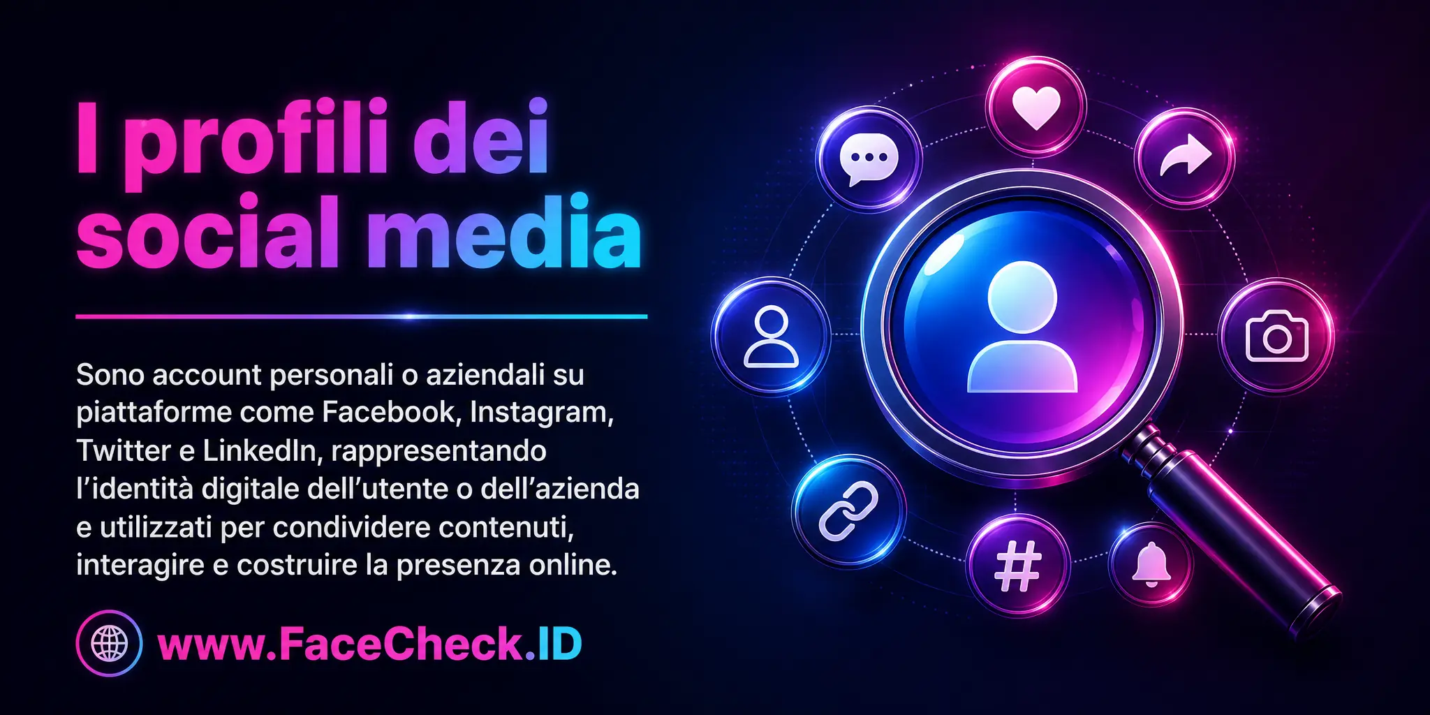I profili dei social media sono account personali o aziendali su piattaforme come Facebook, Instagram, Twitter e LinkedIn, rappresentando l'identità digitale dell'utente o dell'azienda e utilizzati per condividere contenuti, interagire e costruire presenza online.