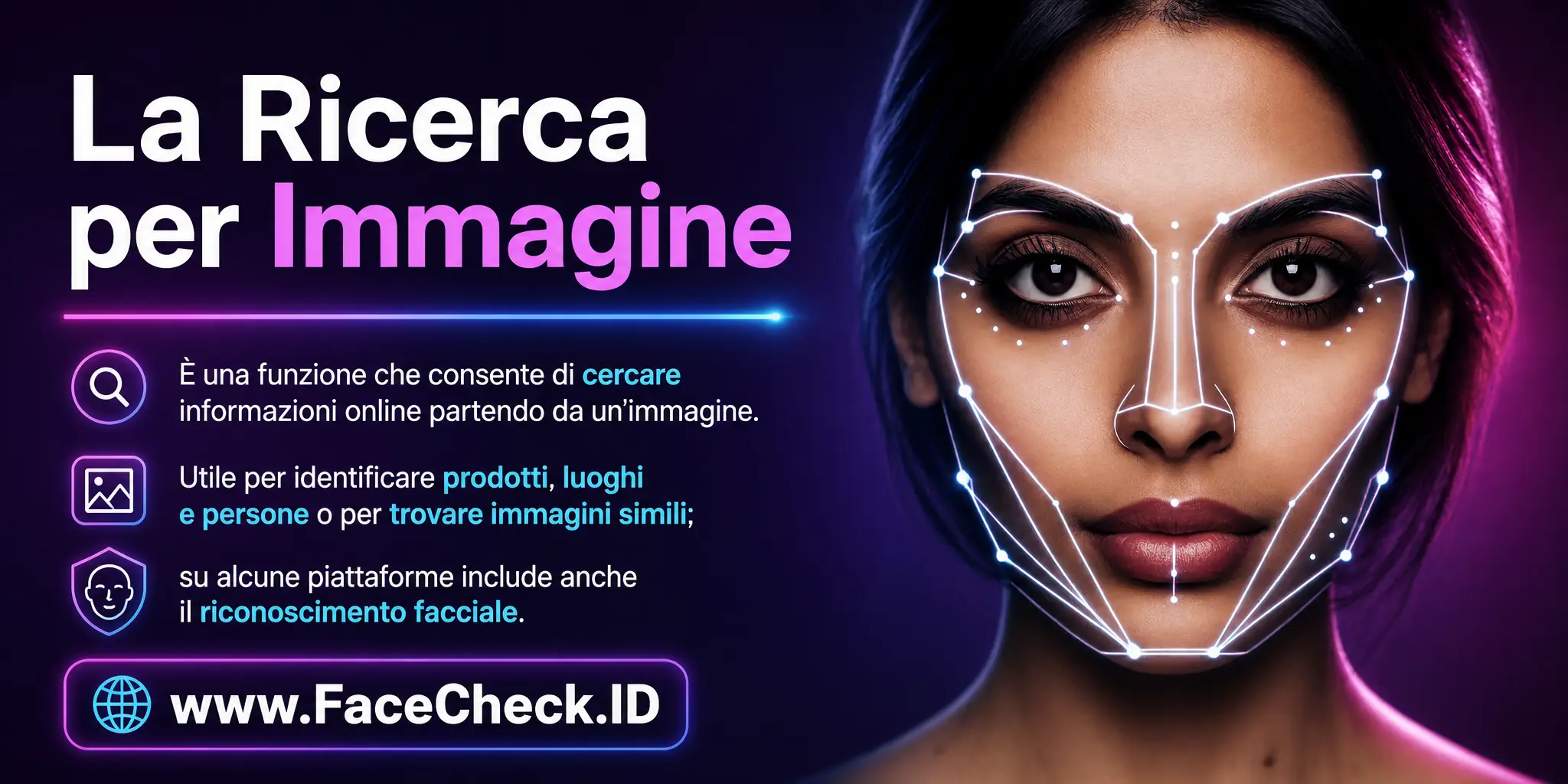 La Ricerca Per Immagine è una funzione che consente di cercare informazioni online attraverso un'immagine, utilizzabile per identificare prodotti, luoghi, persone o trovare immagini simili, e su alcune piattaforme include anche il riconoscimento facciale.