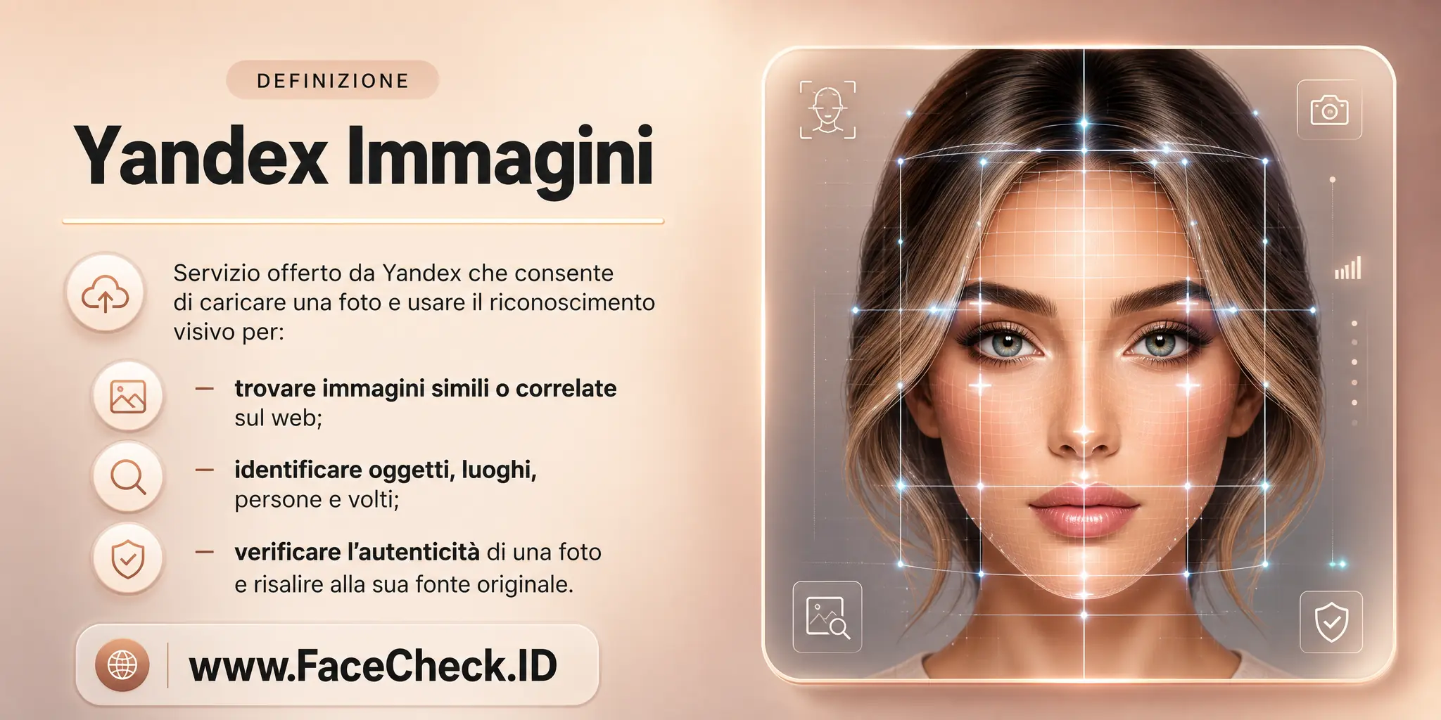 Yandex Immagini è un servizio offerto da Yandex che permette agli utenti di caricare un'immagine e utilizzare la tecnologia di riconoscimento per trovare immagini simili o correlate su internet, identificare oggetti, luoghi, persone e volti, verificare l'autenticità di un'immagine o trovare la sua fonte originale.