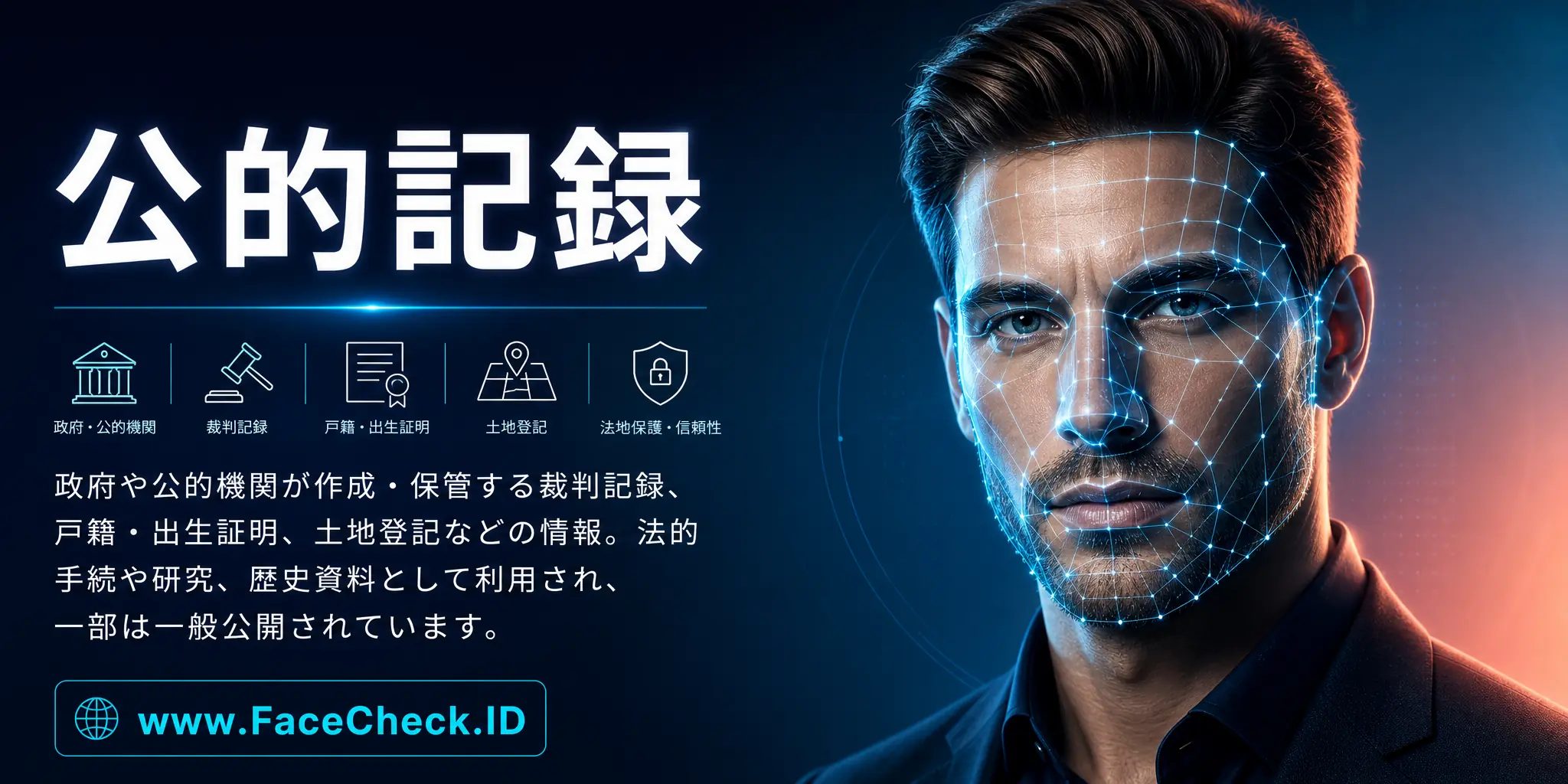 公的記録は、政府や公的機関が作成・保管する裁判記録や土地登記記録、誕生証明書などの情報で、法的手続きや研究、歴史的文書として利用され、一部は一般公開されています。