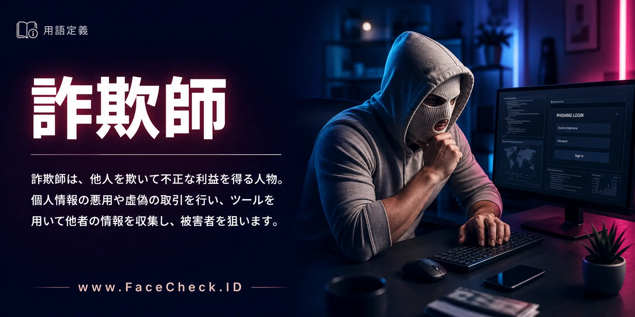 詐欺師は、他人を欺き不正利益を得る人で、個人情報の悪用や信用取引などを行い、ツールを使って他人の情報を得て詐欺の犠牲者にする可能性がある人々を見つけ出します。