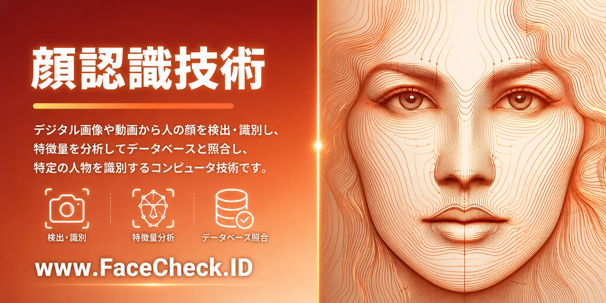顔認識技術とは、デジタル画像やビデオから人間の顔を識別し、特徴を分析してデータベースと比較し、特定の人物を特定するコンピュータテクノロジーです。