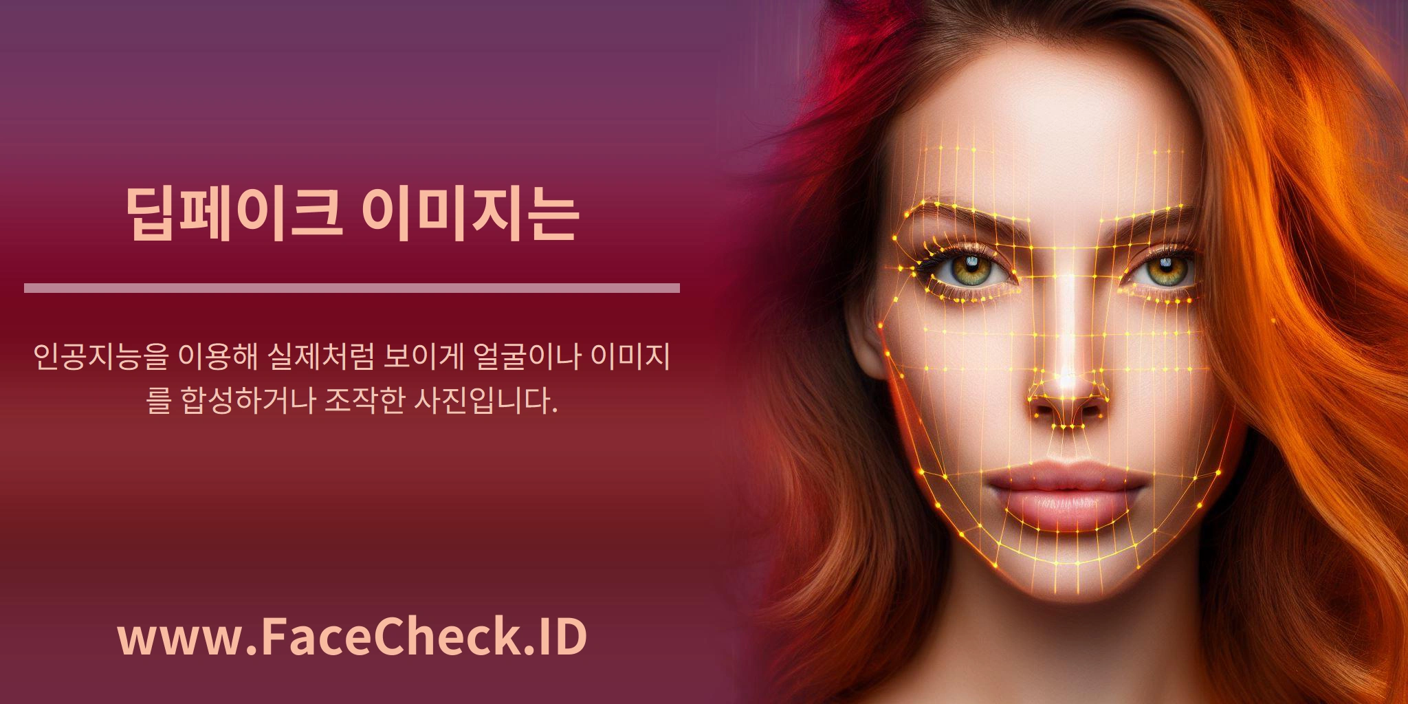 딥페이크 이미지는 인공지능을 이용해 실제처럼 보이게 얼굴이나 이미지를 합성하거나 조작한 사진입니다.