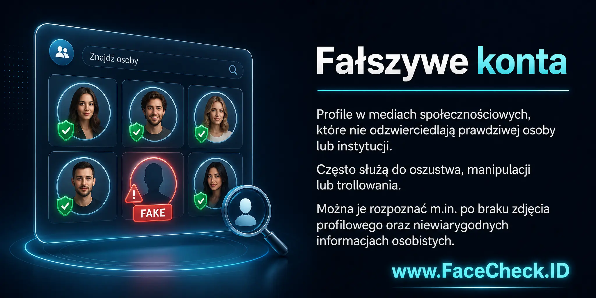 Fałszywe konta to profile na mediach społecznościowych, które nie odzwierciedlają prawdziwej osoby lub instytucji, służące często do oszustwa, manipulacji czy trollowania, które można zidentyfikować na podstawie różnych czynników, jak brak zdjęcia profilowego czy niewiarygodne informacje osobiste.