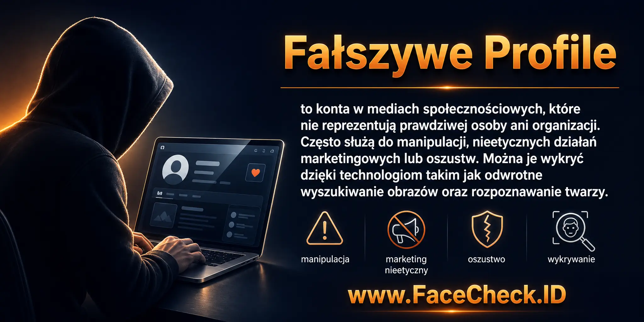 Fałszywe Profile to konta na mediach społecznościowych nie reprezentujące prawdziwej osoby lub organizacji, często wykorzystywane do manipulacji, nieetycznych działań marketingowych czy oszustw, które można zidentyfikować dzięki technologiom takim jak odwrotne wyszukiwanie obrazów czy rozpoznawanie twarzy.