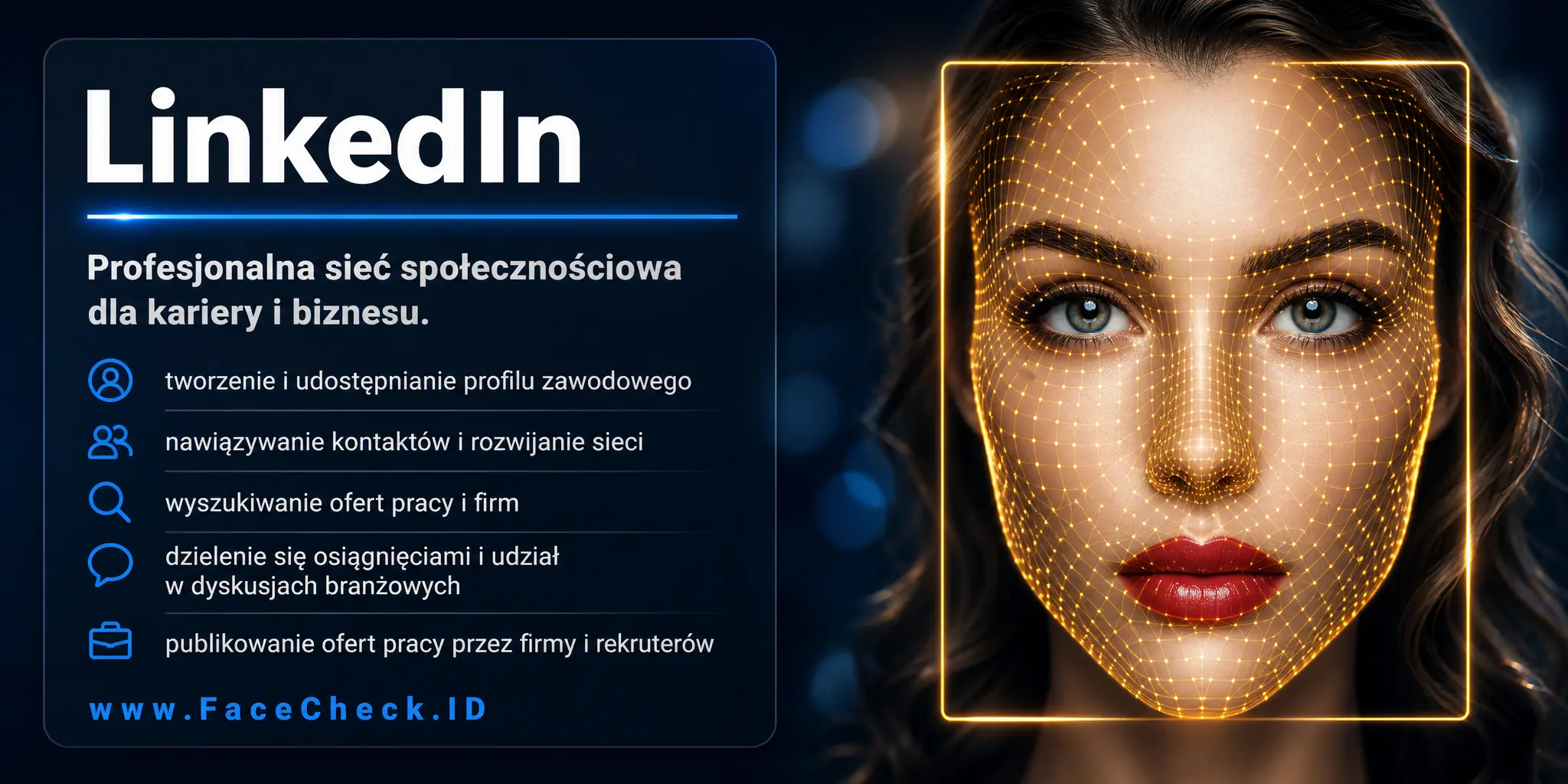 LinkedIn to profesjonalna sieć społecznościowa umożliwiająca tworzenie i udostępnianie profilu zawodowego, nawiązywanie kontaktów, wyszukiwanie ofert pracy, udostępnianie osiągnięć i uczestnictwo w dyskusjach branżowych, a także publikowanie ofert pracy przez firmy i rekruterów.