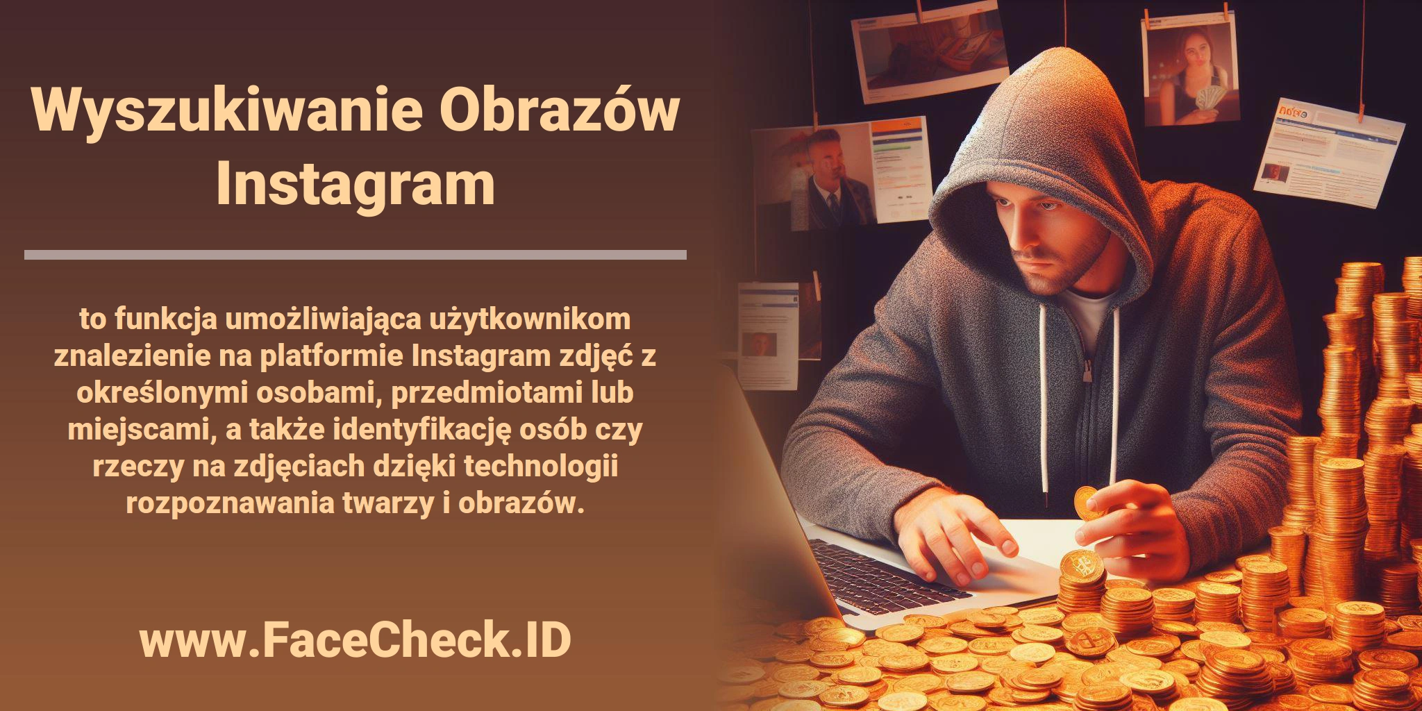 <b>Wyszukiwanie Obrazów Instagram</b> to funkcja umożliwiająca użytkownikom znalezienie na platformie Instagram zdjęć z określonymi osobami, przedmiotami lub miejscami, a także identyfikację osób czy rzeczy na zdjęciach dzięki technologii rozpoznawania twarzy i obrazów.