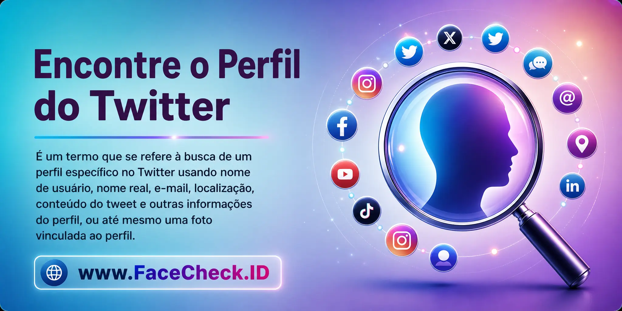 Encontre O Perfil Do Twitter é um termo que se refere à busca de um perfil específico no Twitter usando nome de usuário, nome real, email, localização, conteúdo do tweet, entre outras informações do perfil, ou até mesmo uma foto vinculada ao perfil.