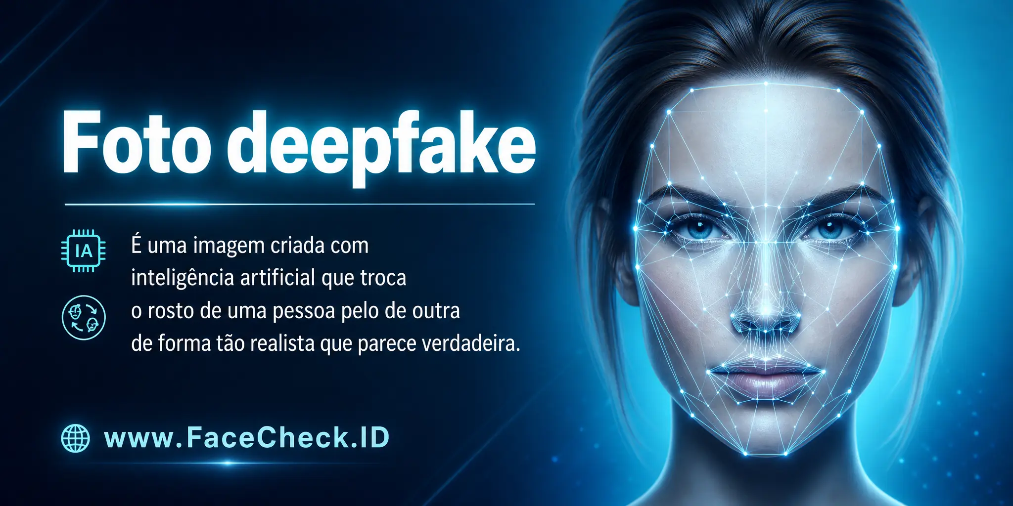 Foto deepfake é uma imagem criada com inteligência artificial que troca o rosto de uma pessoa pelo de outra de forma tão realista que parece verdadeira.
