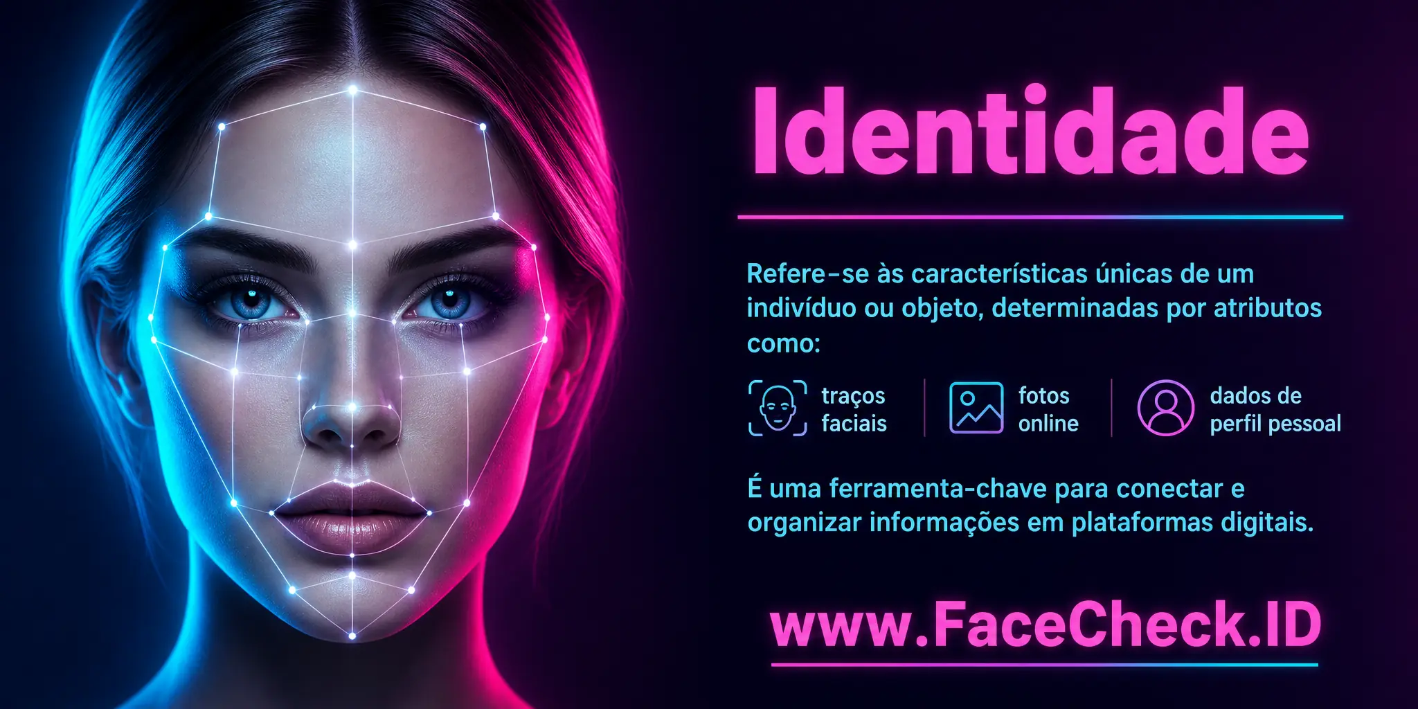Identidade refere-se a características únicas de um indivíduo ou objeto, que podem ser determinadas através de atributos como características faciais, fotos online ou informações de perfil pessoal, sendo uma ferramenta-chave para conectar e organizar informações em plataformas digitais.