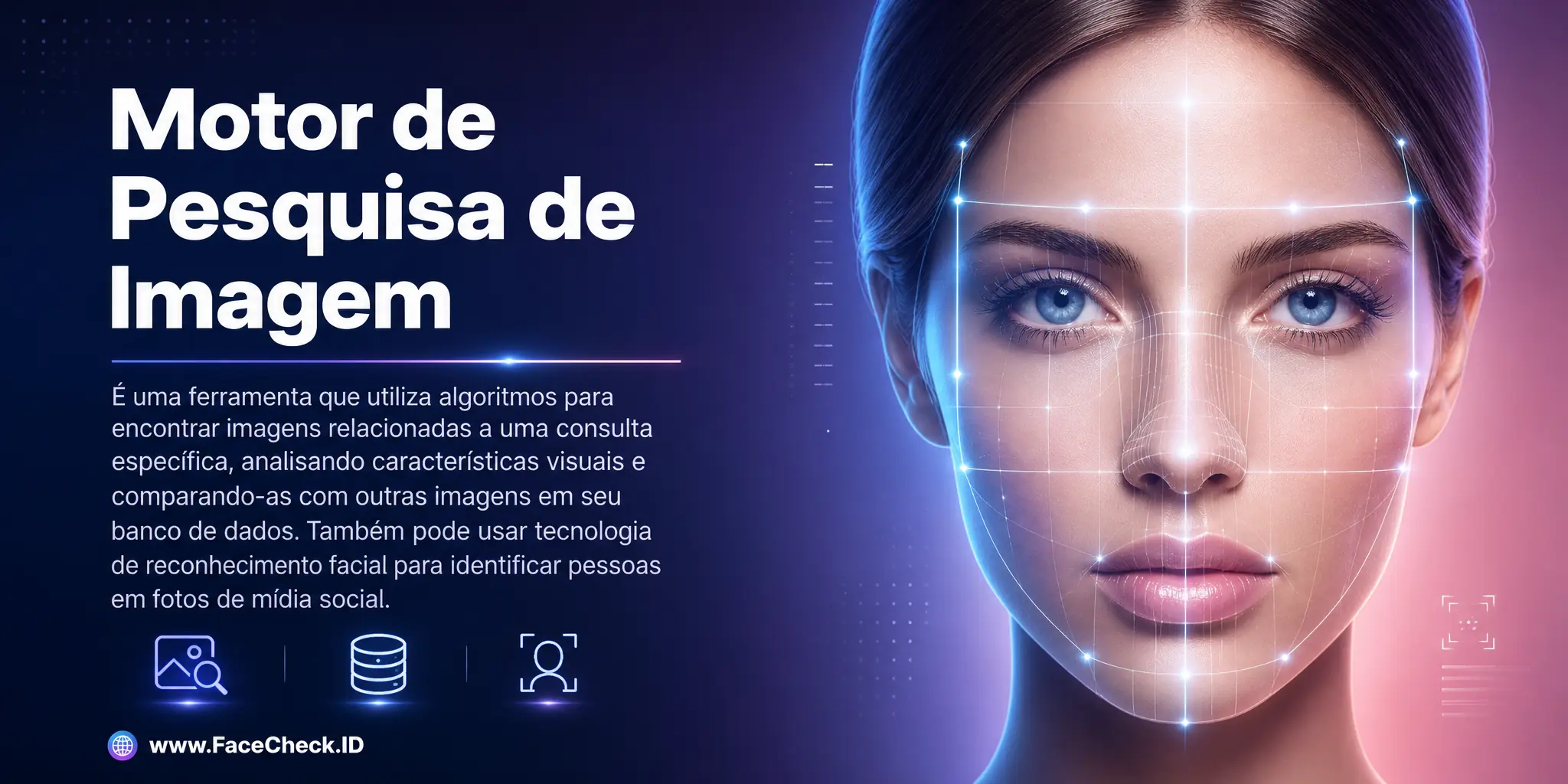 Motor de Pesquisa de Imagem é uma ferramenta que utiliza algoritmos para encontrar imagens relacionadas a uma consulta específica, analisando características visuais e comparando-as com outras imagens em seu banco de dados, podendo também usar tecnologia de reconhecimento facial para identificar pessoas em fotos de mídia social.