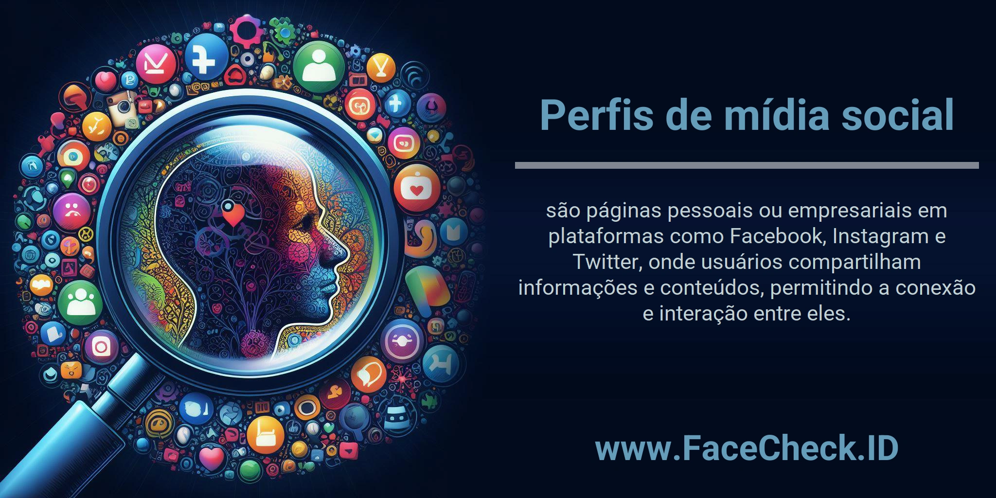Perfis de mídia social são páginas pessoais ou empresariais em plataformas como Facebook, Instagram e Twitter, onde usuários compartilham informações e conteúdos, permitindo a conexão e interação entre eles.