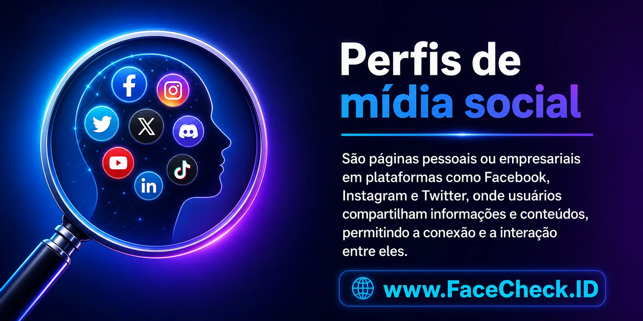 Perfis de mídia social são páginas pessoais ou empresariais em plataformas como Facebook, Instagram e Twitter, onde usuários compartilham informações e conteúdos, permitindo a conexão e interação entre eles.