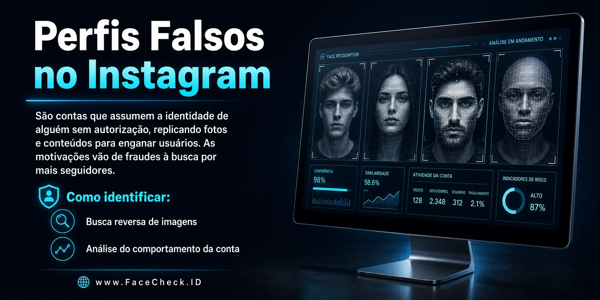 Perfis Falsos no Instagram são contas que assumem a identidade de alguém sem autorização, replicando fotos e conteúdos para enganar usuários, com motivações que variam desde fraudes até a busca por mais seguidores, sendo identificáveis através de estratégias como busca de imagem reversa e análise de comportamento da conta.