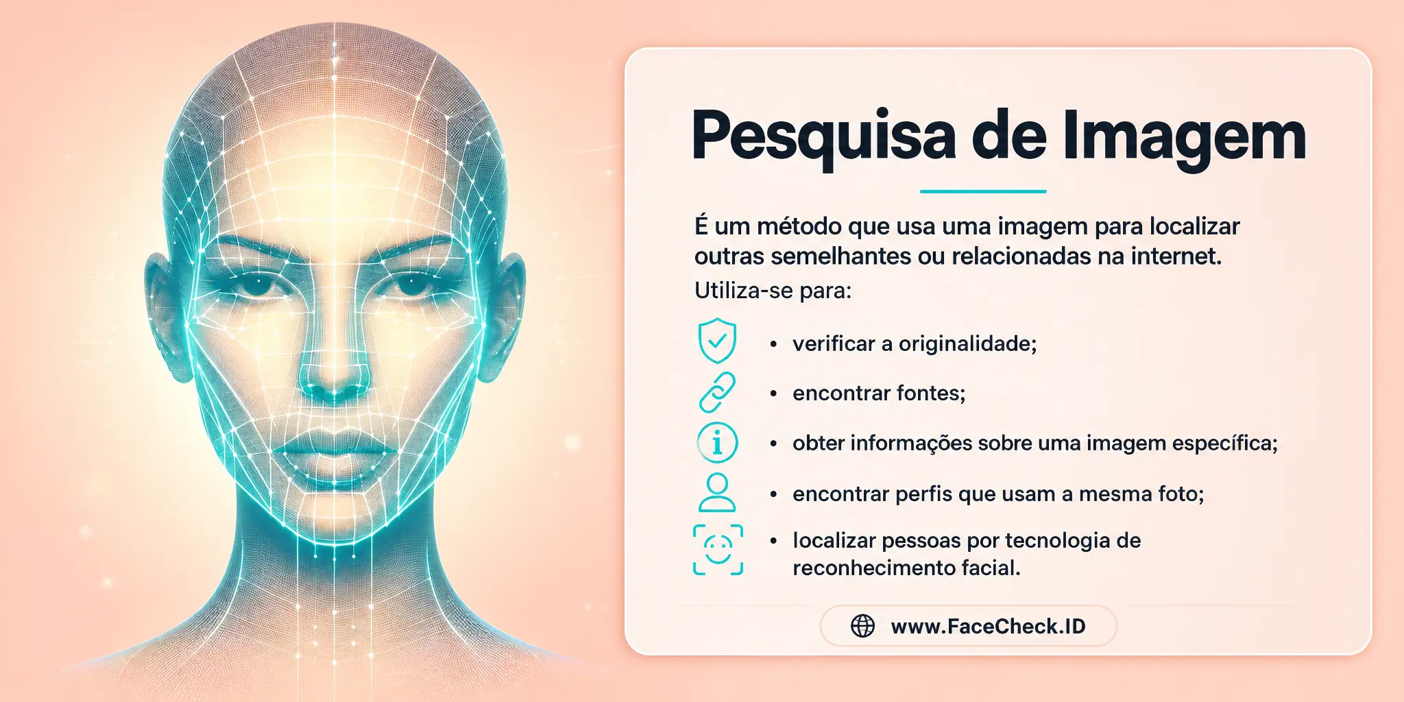 Pesquisa de Imagem é um método que usa uma imagem para encontrar outras semelhantes ou relacionadas na internet, utilizada para verificar a originalidade, encontrar fontes, obter informações sobre uma imagem específica e até encontrar perfis que usam a mesma foto ou pessoas específicas através de tecnologia de reconhecimento facial.