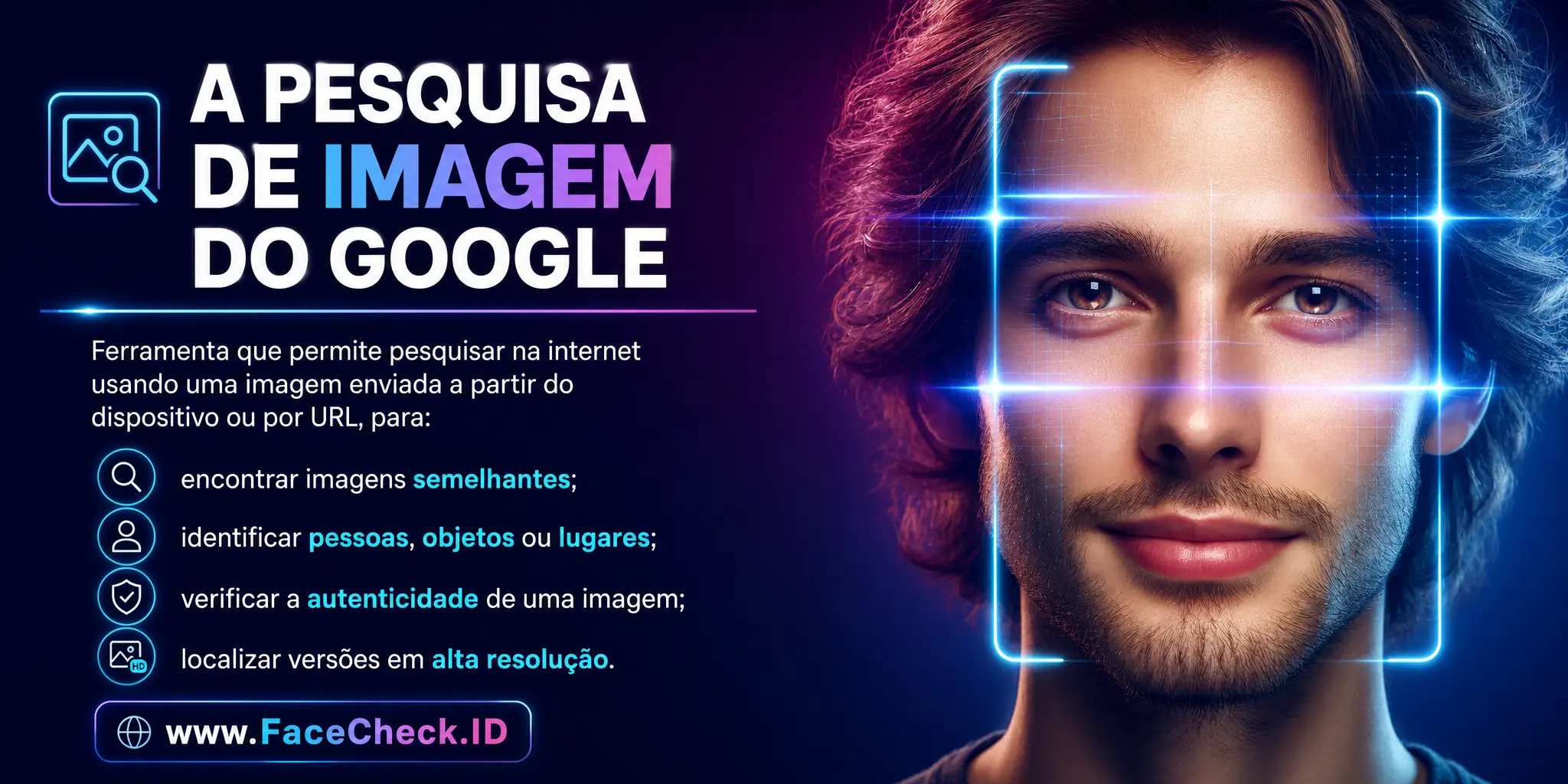 A Pesquisa de Imagem do Google é uma ferramenta que permite aos usuários pesquisar na internet utilizando imagens, que podem ser carregadas de um dispositivo ou através de um URL, para encontrar imagens semelhantes, identificar pessoas ou lugares, verificar a autenticidade de uma imagem ou encontrar versões de alta resolução da mesma imagem.