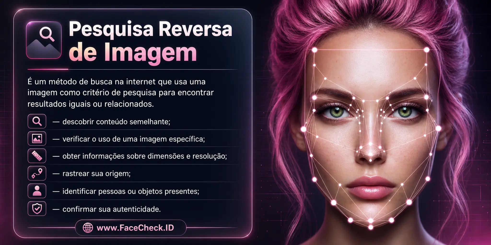 Pesquisa Reversa de Imagem é um método de busca na internet que utiliza uma imagem como critério de pesquisa para encontrar resultados relacionados ou iguais, permitindo descobrir conteúdo semelhante, verificar o uso de uma imagem específica, obter informações sobre suas dimensões e resolução, rastrear sua origem, identificar pessoas ou objetos presentes nela e confirmar sua autenticidade.