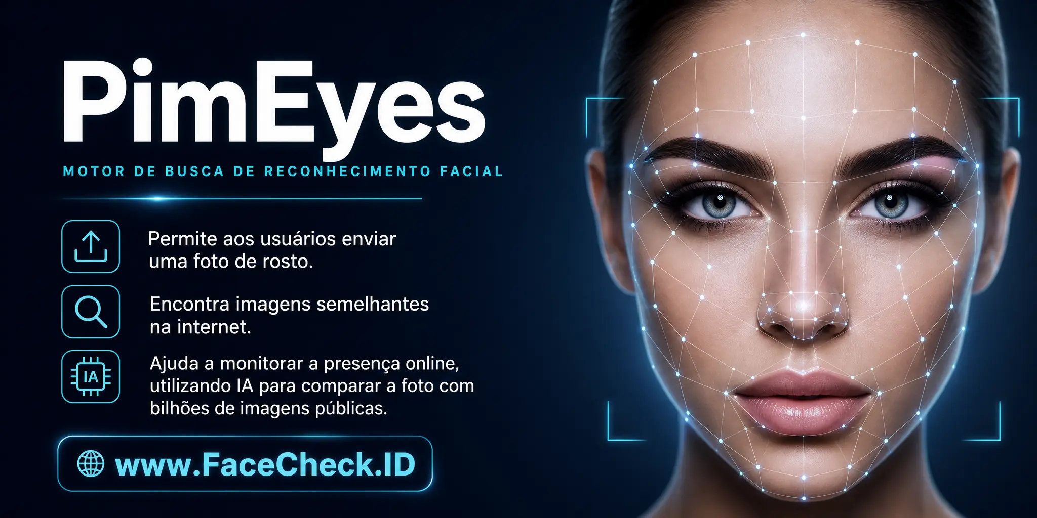 PimEyes é um motor de busca de reconhecimento facial que permite aos usuários carregar uma imagem de rosto e encontrar imagens semelhantes na internet, ajudando a monitorar a presença online e utilizando inteligência artificial para comparar a imagem com bilhões de imagens públicas na internet.