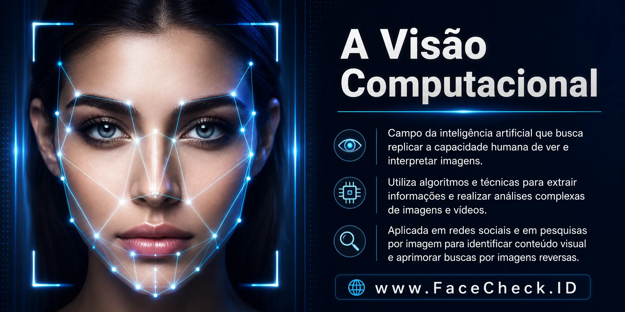 A Visão Computacional é um campo da inteligência artificial que procura replicar a habilidade humana de ver e interpretar imagens, utilizando algoritmos e técnicas para extrair informações e análises complexas de imagens e vídeos, sendo usada em redes sociais e pesquisas de imagens para identificar conteúdo visual e melhorar buscas por imagens reversas.