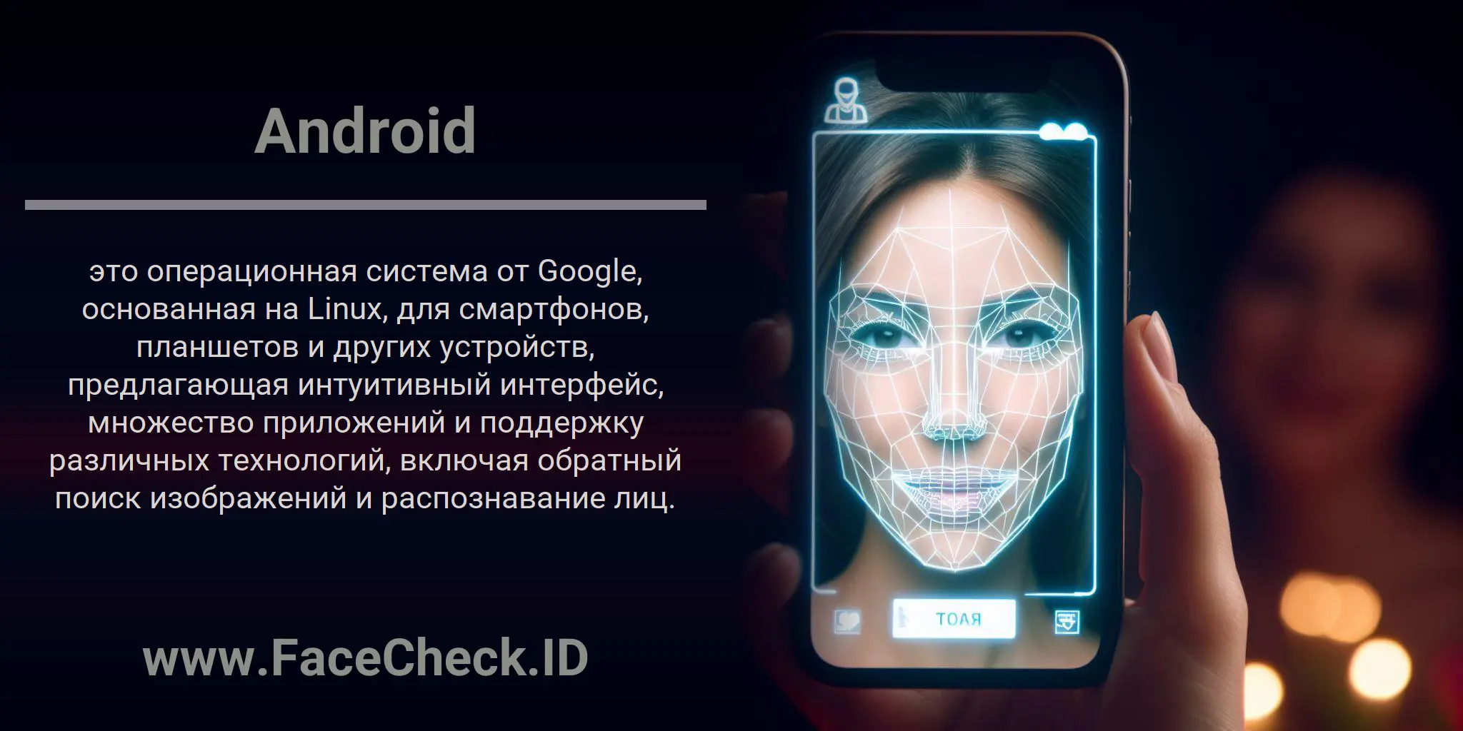 Android это операционная система от Google, основанная на Linux, для смартфонов, планшетов и других устройств, предлагающая интуитивный интерфейс, множество приложений и поддержку различных технологий, включая обратный поиск изображений и распознавание лиц.