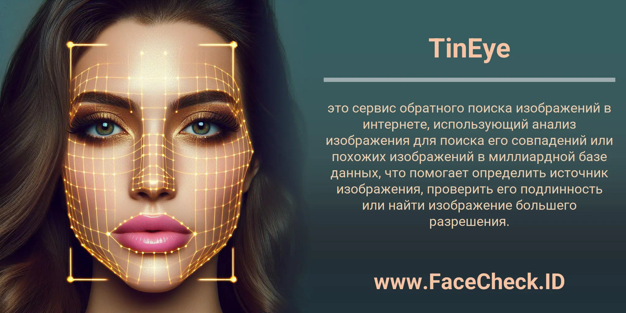 TinEye это сервис обратного поиска изображений в интернете, использующий анализ изображения для поиска его совпадений или похожих изображений в миллиардной базе данных, что помогает определить источник изображения, проверить его подлинность или найти изображение большего разрешения.