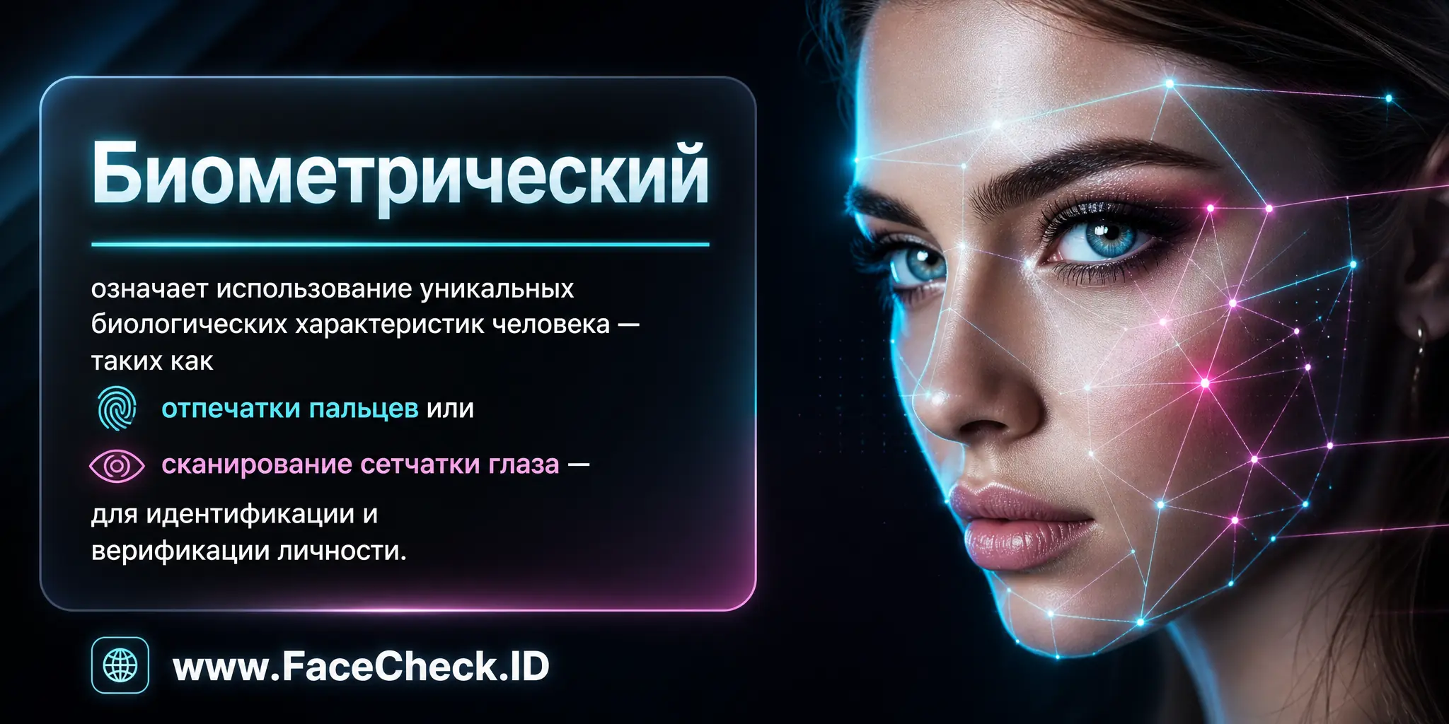Биометрический означает использование уникальных биологических характеристик человека, таких как отпечатки пальцев или сканирование сетчатки глаза, для идентификации и верификации личности.