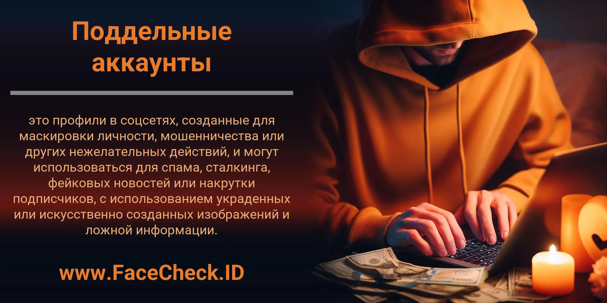 Поддельные аккаунты это профили в соцсетях, созданные для маскировки личности, мошенничества или других нежелательных действий, и могут использоваться для спама, сталкинга, фейковых новостей или накрутки подписчиков, с использованием украденных или искусственно созданных изображений и ложной информации.