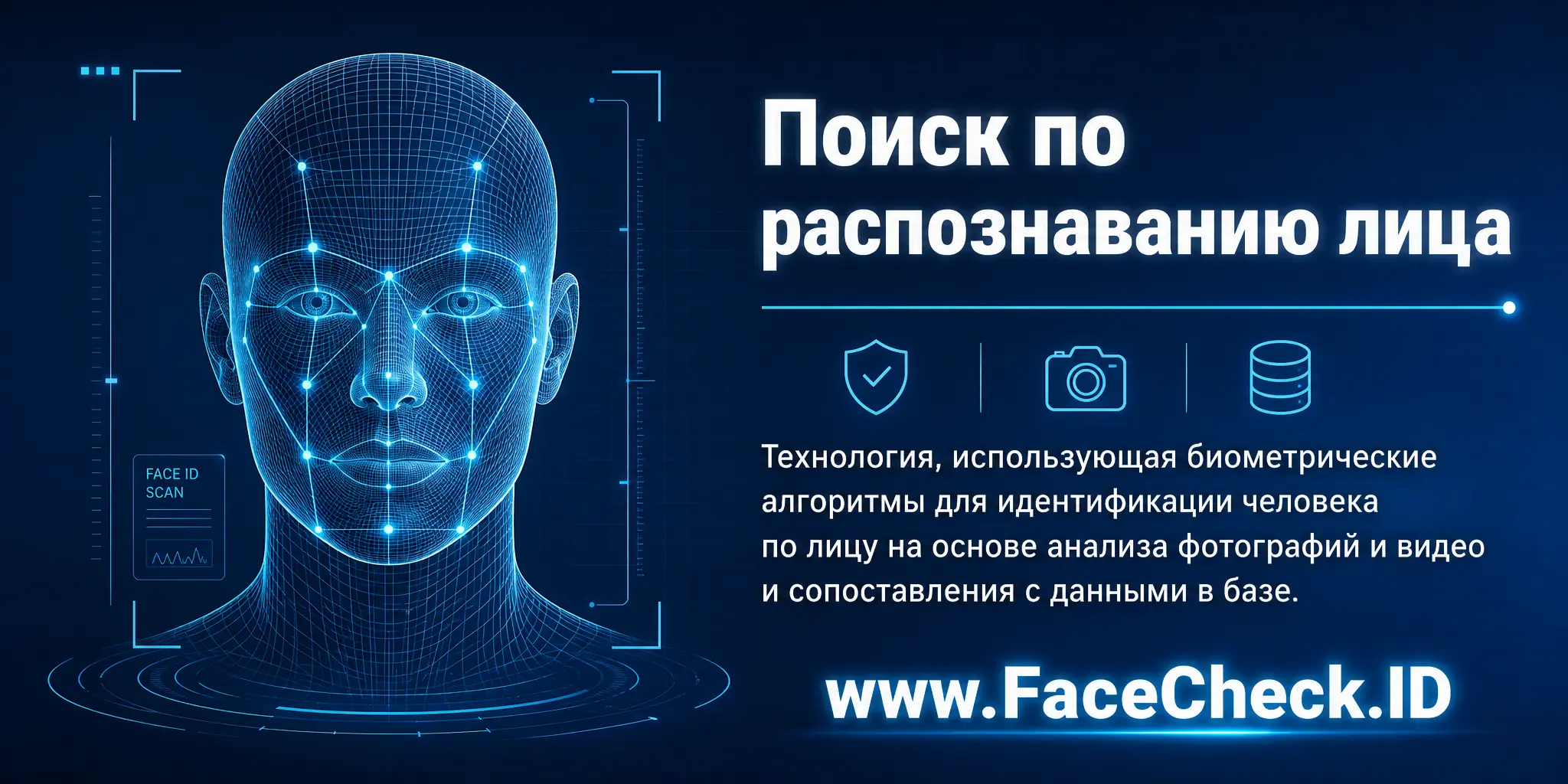 Поиск по распознаванию лица это технология, применяющая биометрические алгоритмы для идентификации человека по лицу на основе анализа фотографий и видео и сопоставления с данными в базе.