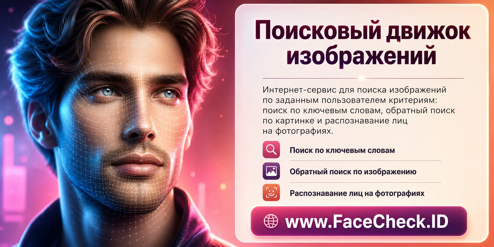 Поисковый движок изображений это интернет-сервис, осуществляющий поиск изображений в сети по заданным пользователем критериям, включая поиск по ключевым словам, обратный поиск по изображению и возможность распознавания лиц на фотографиях.