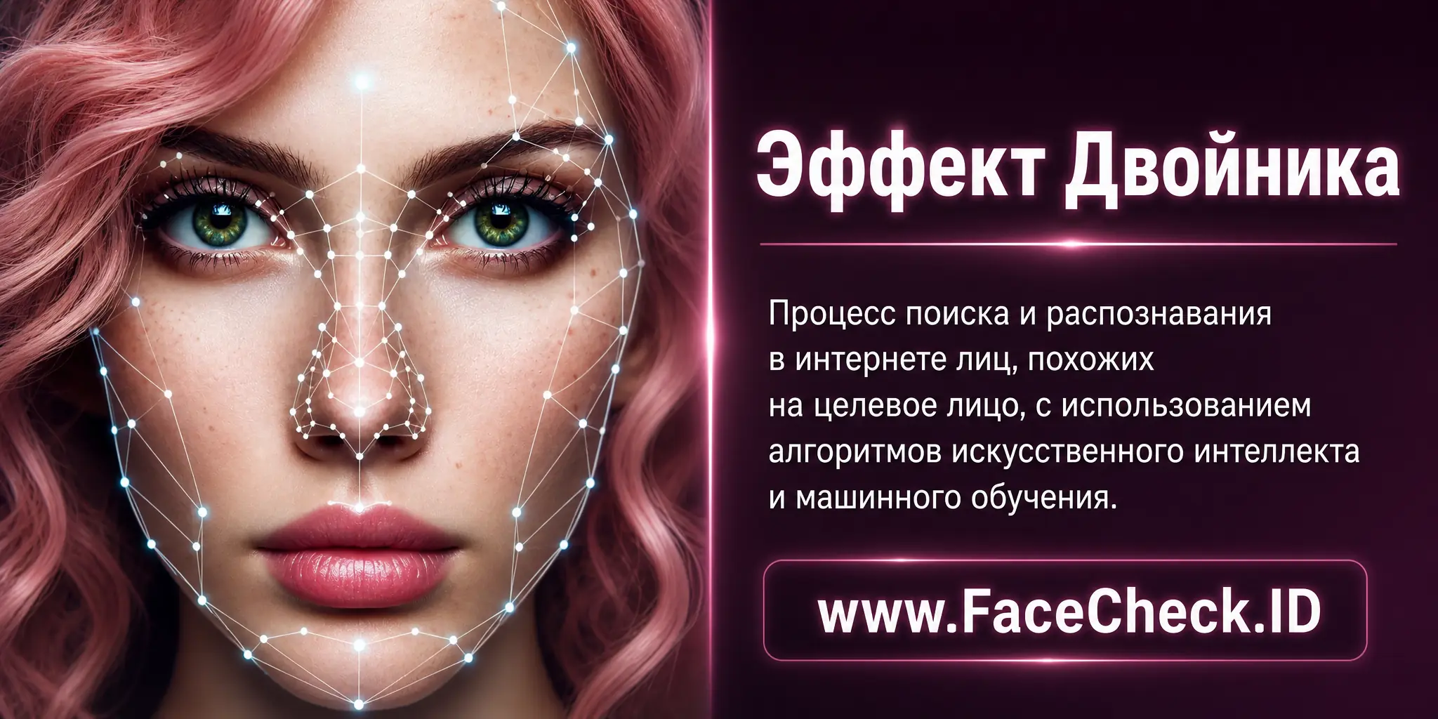 Эффект Двойника это процесс поиска и распознавания лиц, схожих с целевым лицом, с помощью алгоритмов искусственного интеллекта и машинного обучения в интернете.
