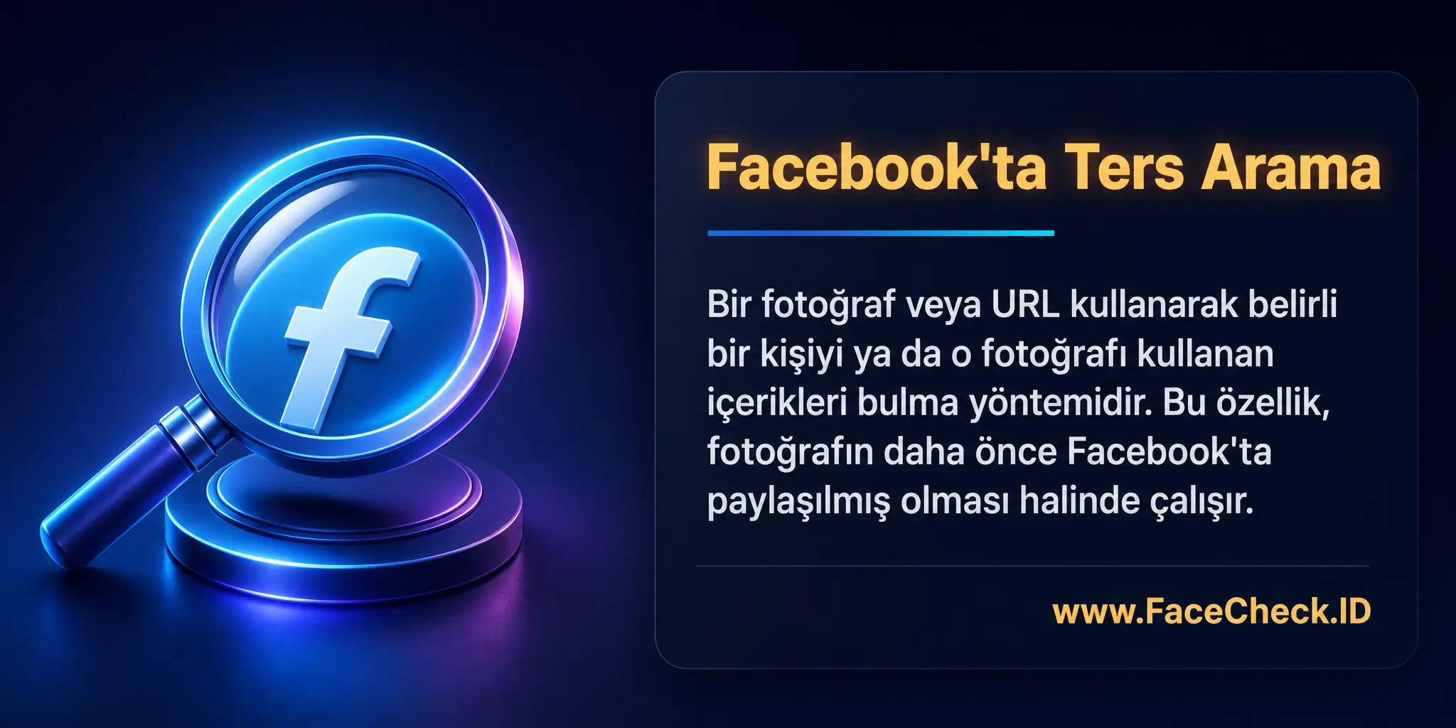 Facebook'ta ters arama bir fotoğraf veya URL kullanarak belirli bir kişi veya bu fotoğrafı kullanan içerikleri bulma sürecidir ve bu özellik, fotoğrafın Facebook'ta daha önce paylaşılmış olması halinde kullanılabilir.