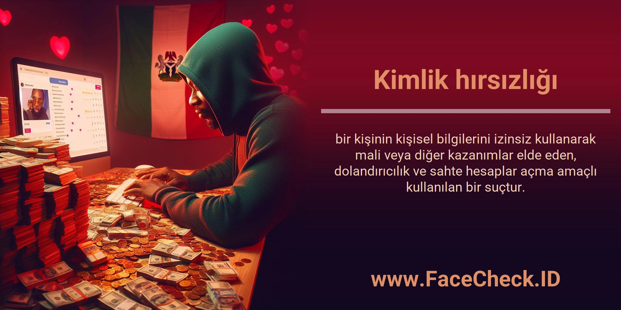 Kimlik hırsızlığı bir kişinin kişisel bilgilerini izinsiz kullanarak mali veya diğer kazanımlar elde eden, dolandırıcılık ve sahte hesaplar açma amaçlı kullanılan bir suçtur.
