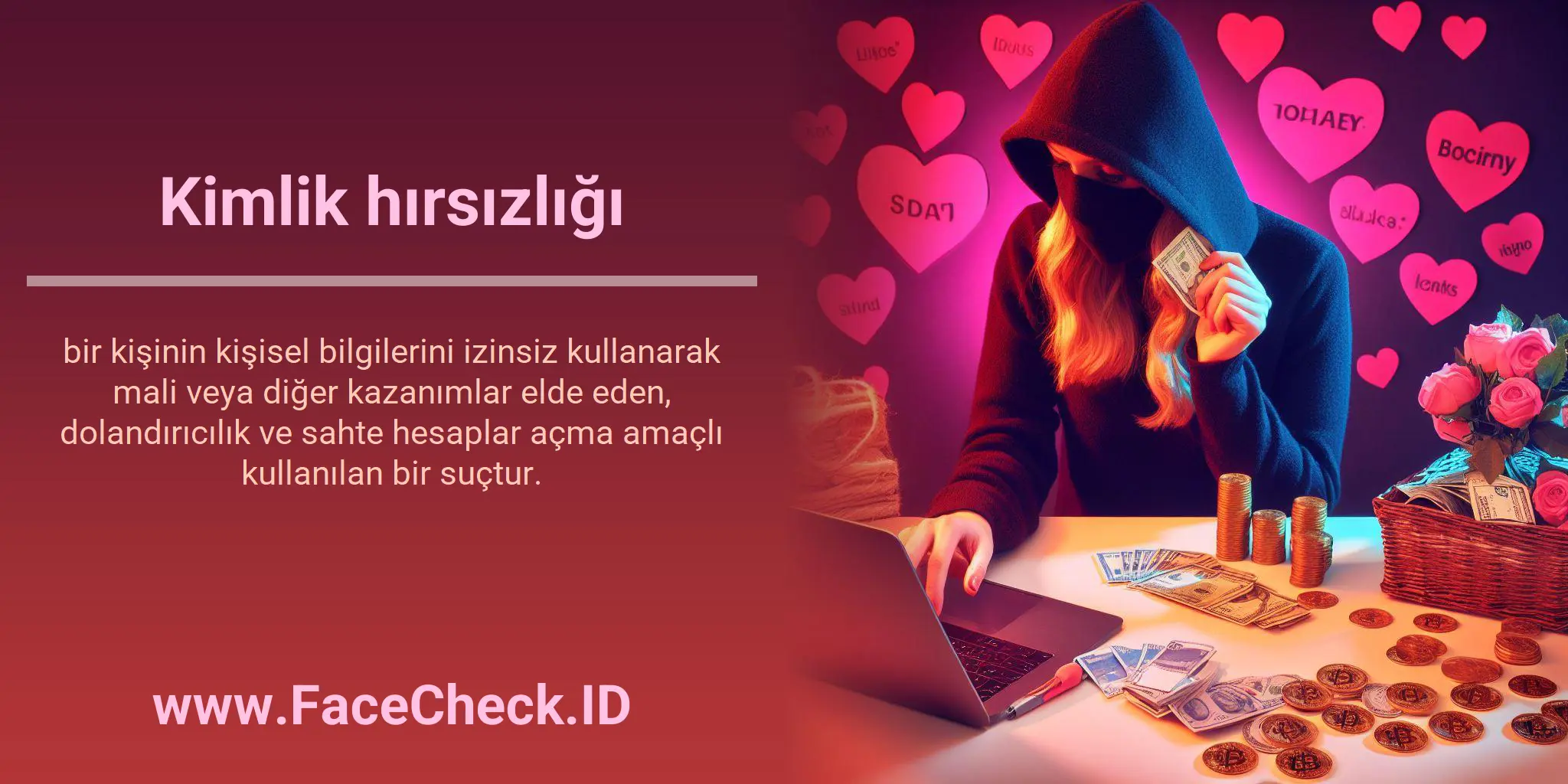 Kimlik hırsızlığı bir kişinin kişisel bilgilerini izinsiz kullanarak mali veya diğer kazanımlar elde eden, dolandırıcılık ve sahte hesaplar açma amaçlı kullanılan bir suçtur.