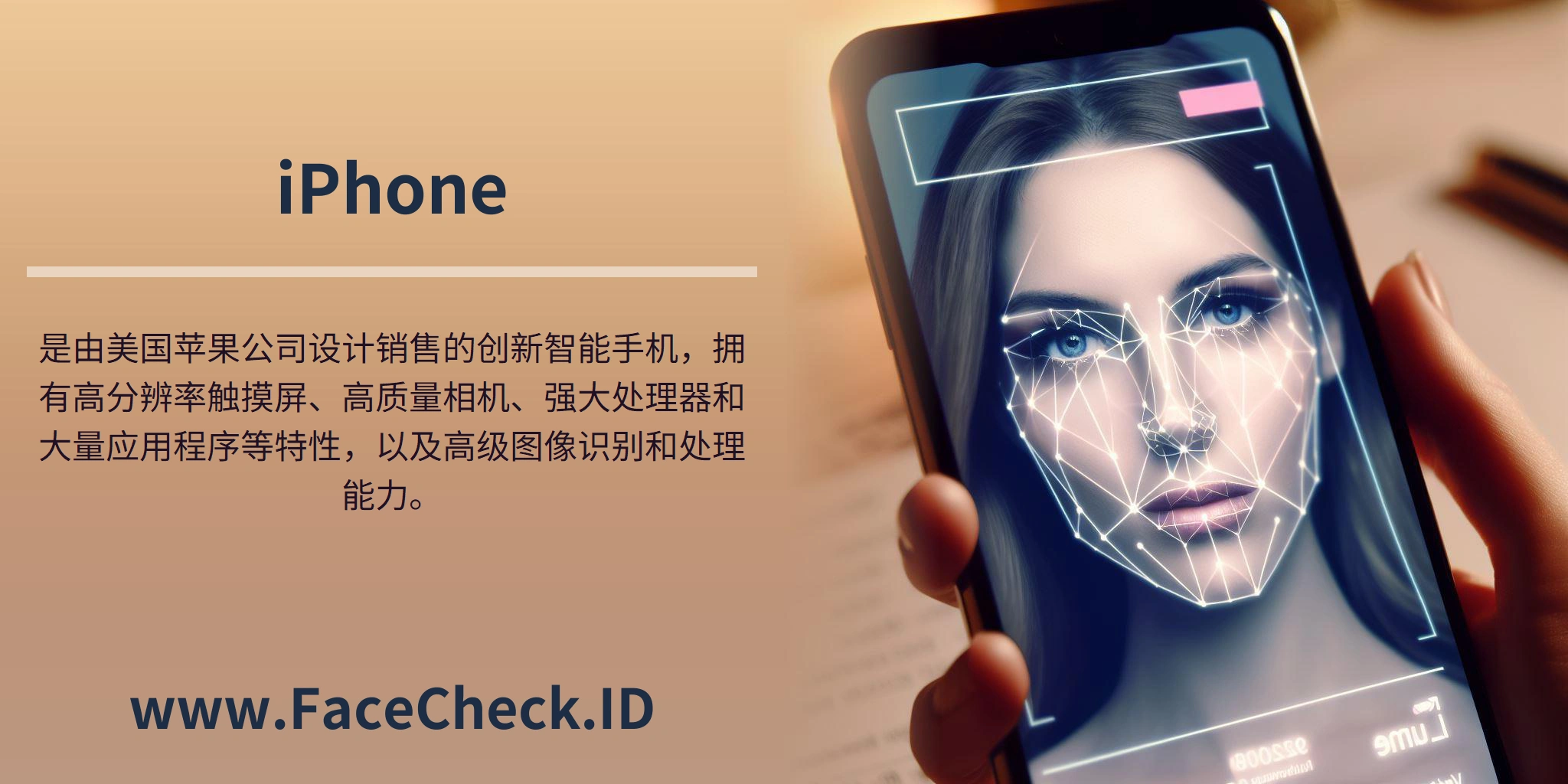 iPhone是由美国苹果公司设计销售的创新智能手机，拥有高分辨率触摸屏、高质量相机、强大处理器和大量应用程序等特性，以及高级图像识别和处理能力。