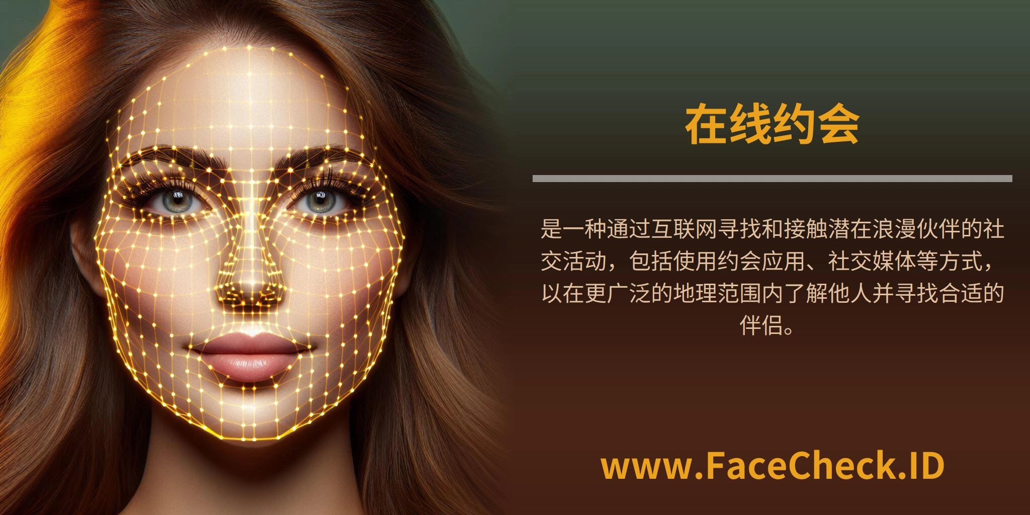 在线约会是一种通过互联网寻找和接触潜在浪漫伙伴的社交活动，包括使用约会应用、社交媒体等方式，以在更广泛的地理范围内了解他人并寻找合适的伴侣。