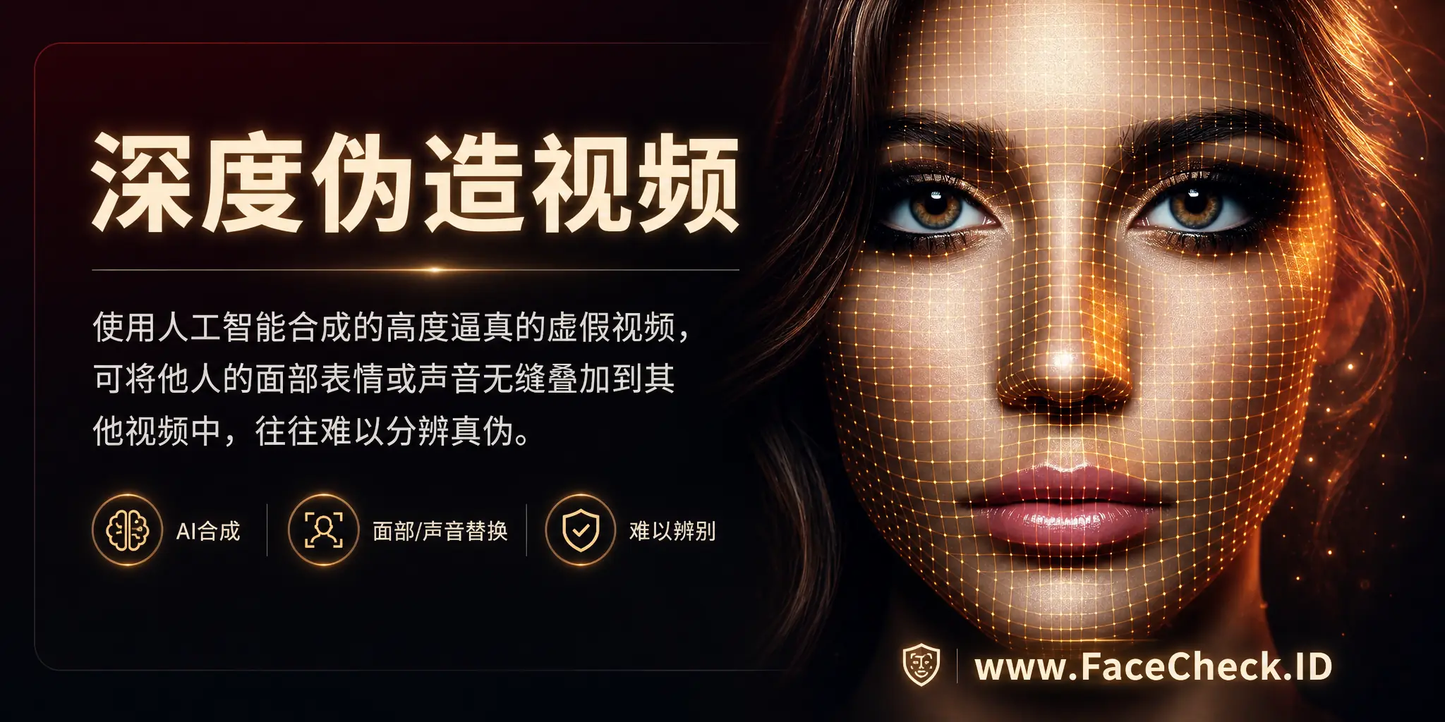 深度伪造视频是用人工智能技术合成的高度逼真的虚假视频，能让他人的面部表情或声音无缝出现在其他视频中，难以分辨真假。