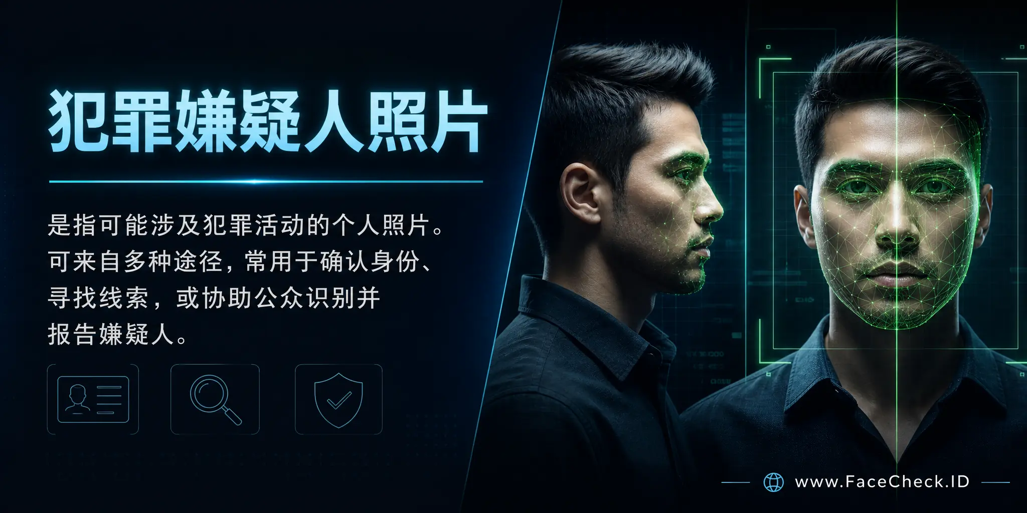 犯罪嫌疑人照片是指可能涉及犯罪活动的个人的照片，可以来源于多种途径，常被用于确定身份，寻找线索或帮助公众识别、报告嫌疑人。