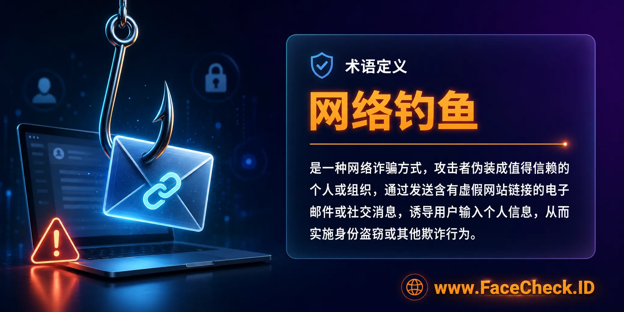 网络钓鱼是一种网络诈骗方式，攻击者伪装成值得信赖的人或组织，通过发送带有虚假网站链接的电子邮件或社交信息，引诱用户输入个人信息，以实施身份盗窃或其他欺诈行为。