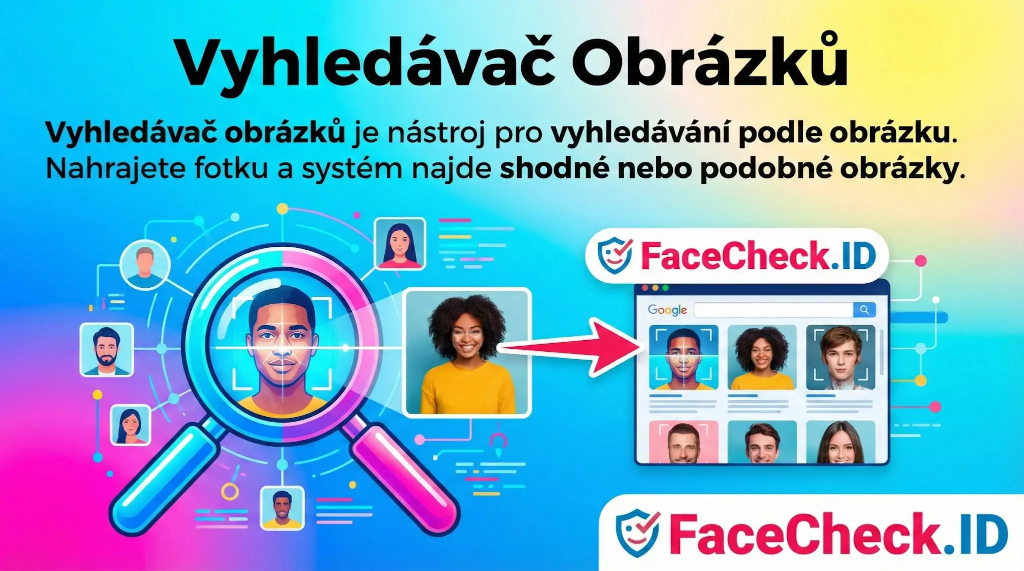 Vyhledávač obrázků najde podle nahrané fotky shodné nebo podobné portréty na internetu, ukázka funkce FaceCheck.ID.