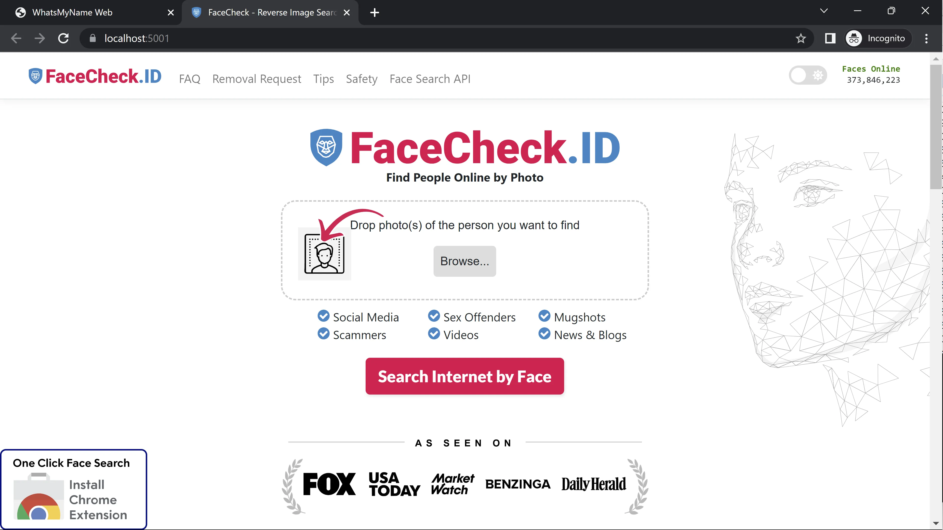 search by face search engine
